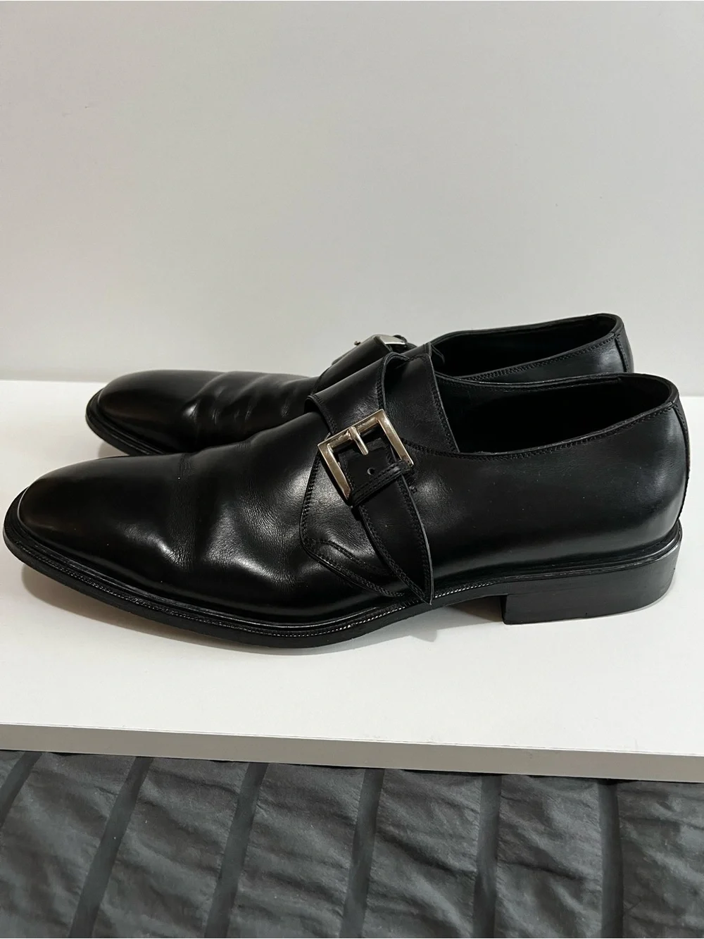 To Boot New York Bower Black Calf Leather Monk Strap Dress Shoes